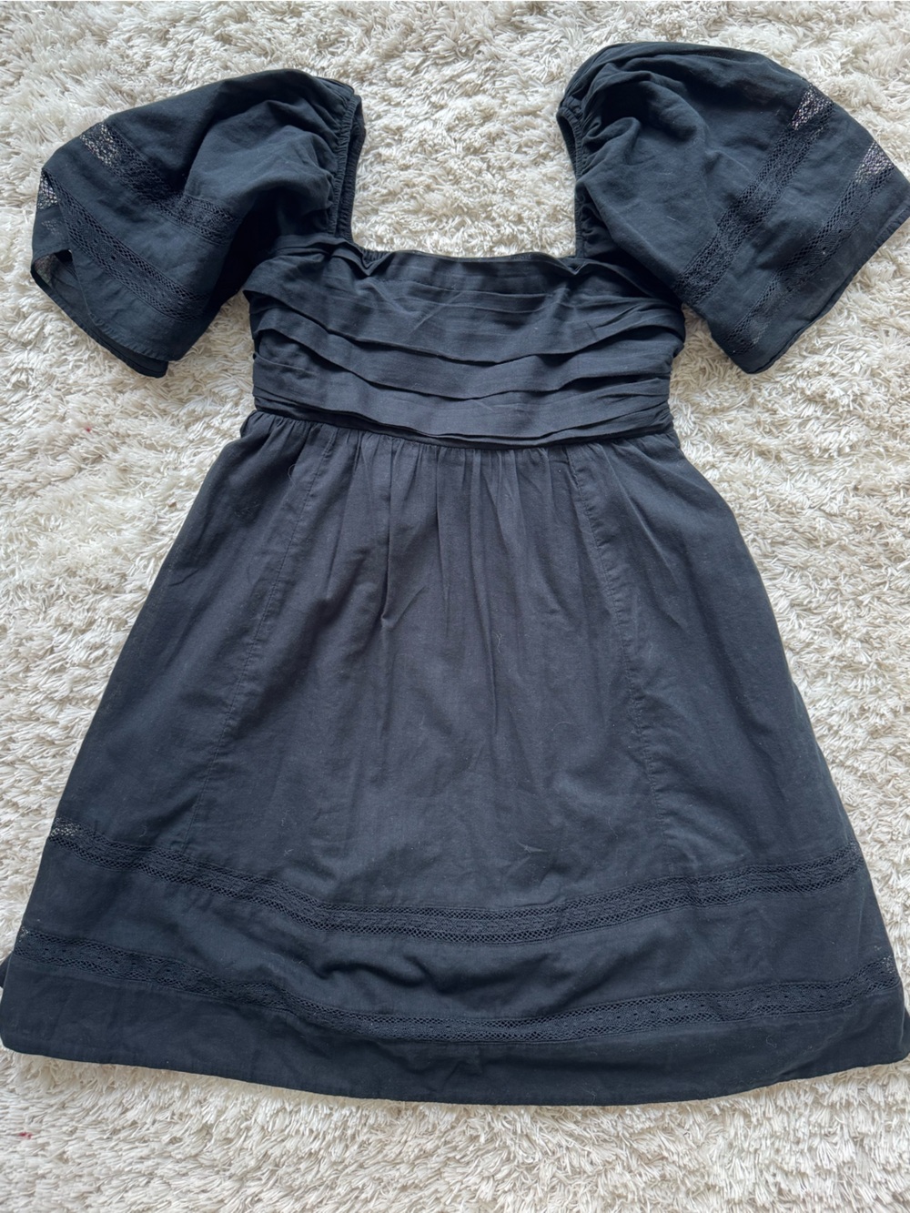 Abercrombie & Fitch Black Puff-Sleeve Mini Dress